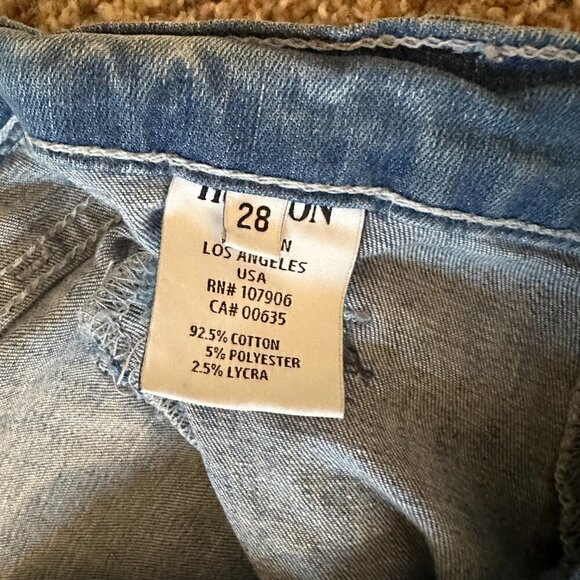 Hudson Stark Designer Moto Jean Skinny Mid Rise Medium Blue Women's Size 28/6 - Picture 6 of 6